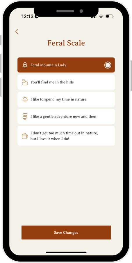 Grounded Connections app: choosing your feral scale